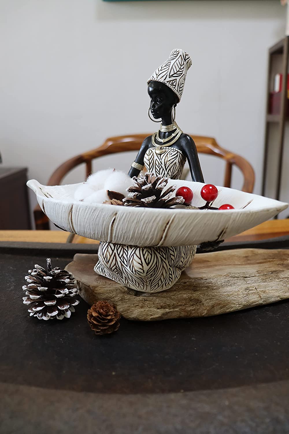 African Tribal Lady Holders Figurine, African Statue Home Decoration