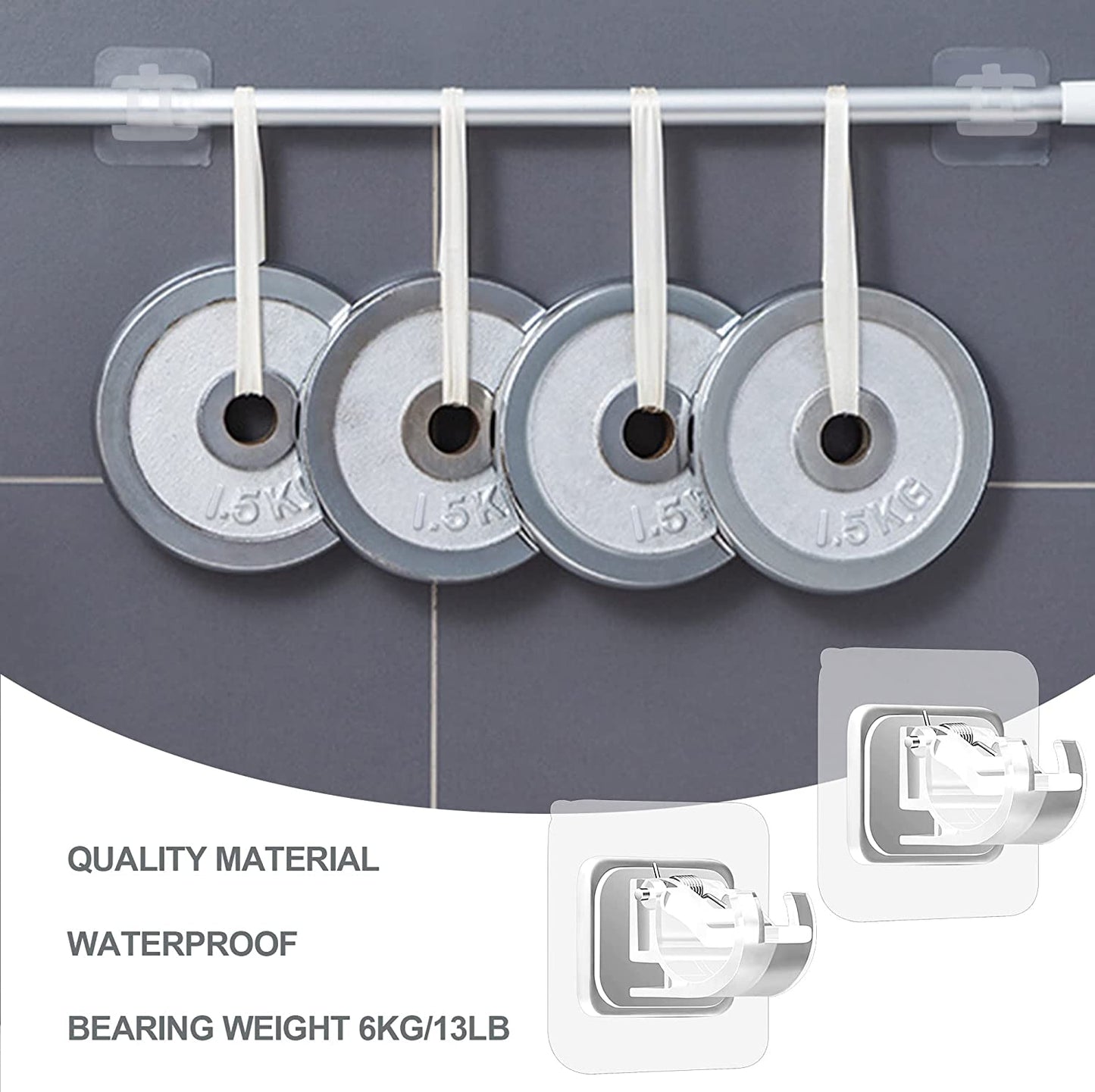 10PCS Curtain Rods No Drilling Rod Brackets Self Adhesive Nail Free