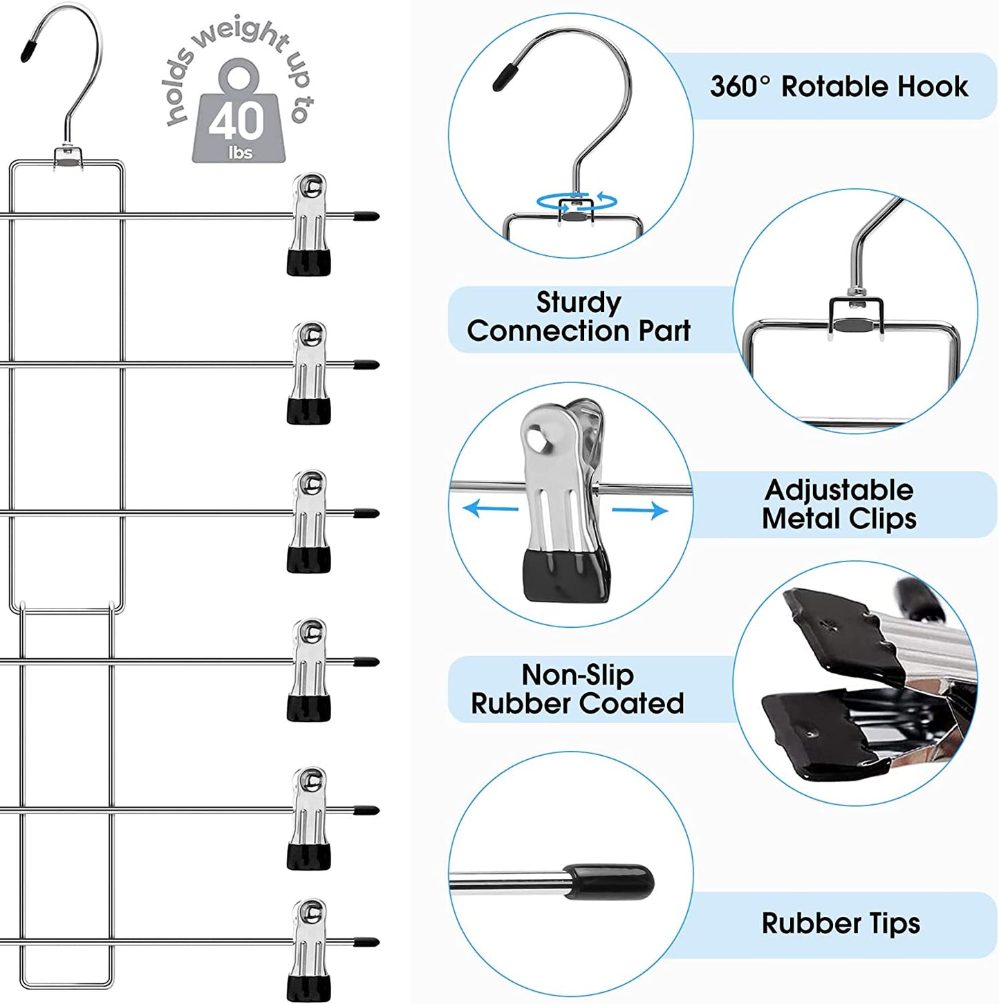 Organization and Storage Skirt Pants Hangers Space Saving,3 Pack 6 Tier