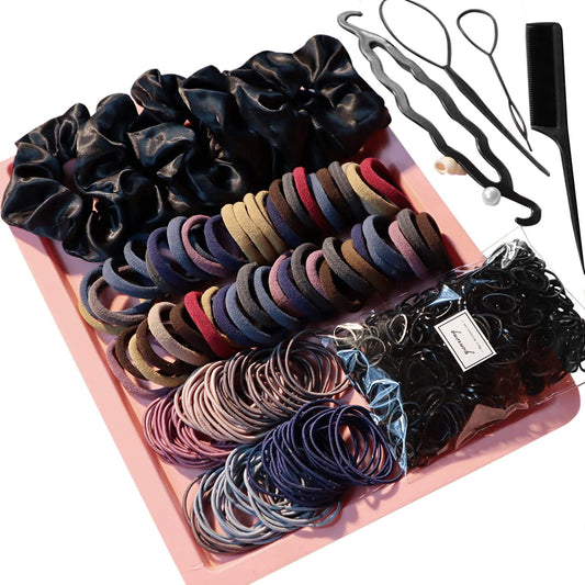 Mix 755PCS Hair Accessories for Woman Set Seamless Ponytail Holders Variety Hair Bands Scrunchy Hair Ties For Thick and Curly