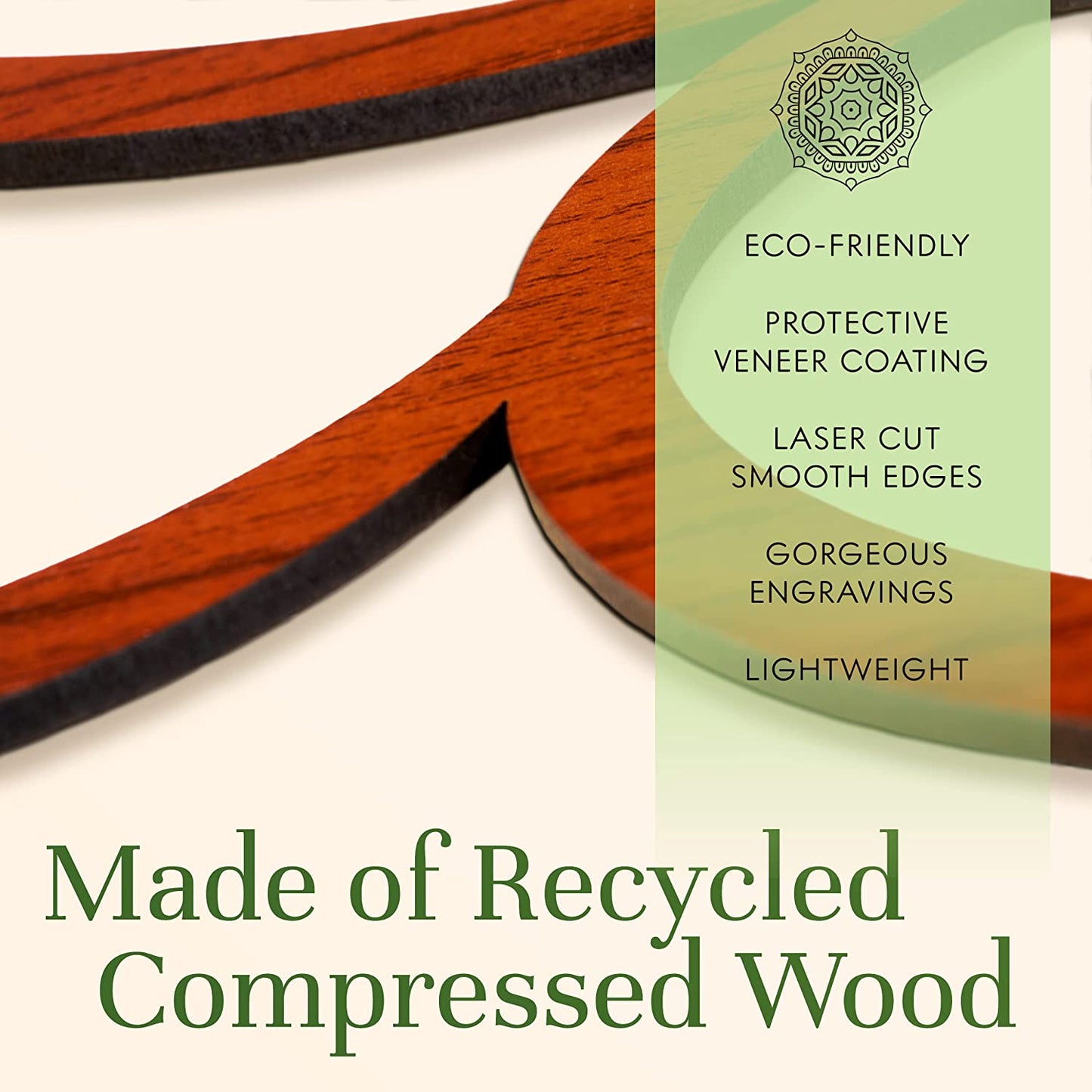 Wood Wall Decoration Lotus Flower Mandala  - 15.7" W x 14" H