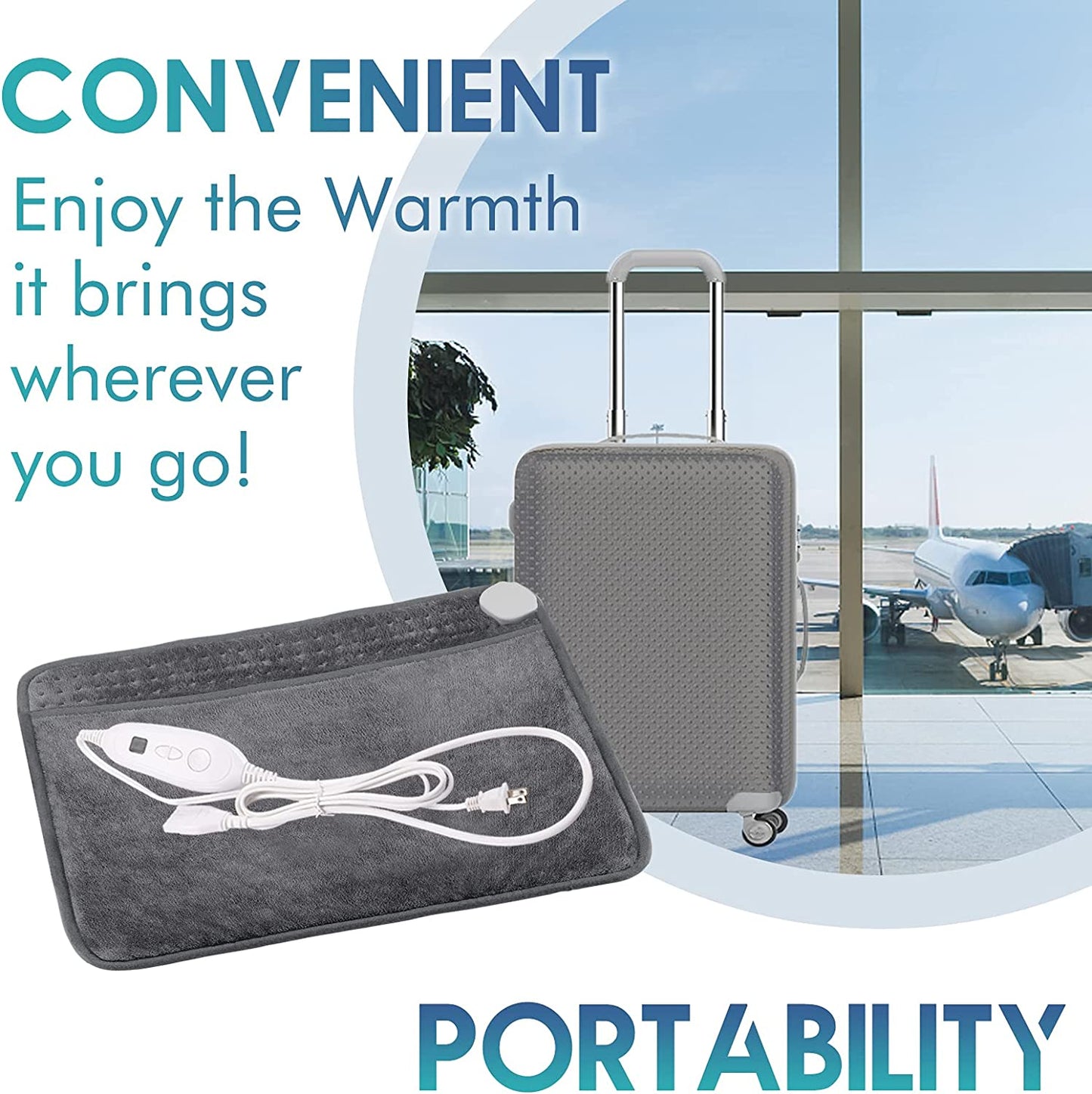 Heated Foot Warmers, 20"x24" Electric Pad w/ 6 Heat Settings, Overheating Protection, Gray