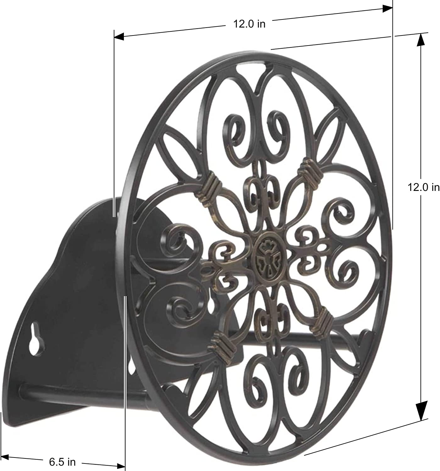 Iris Wall Mounted Decorative Hose Butler, Holds 125-Feet of , Black