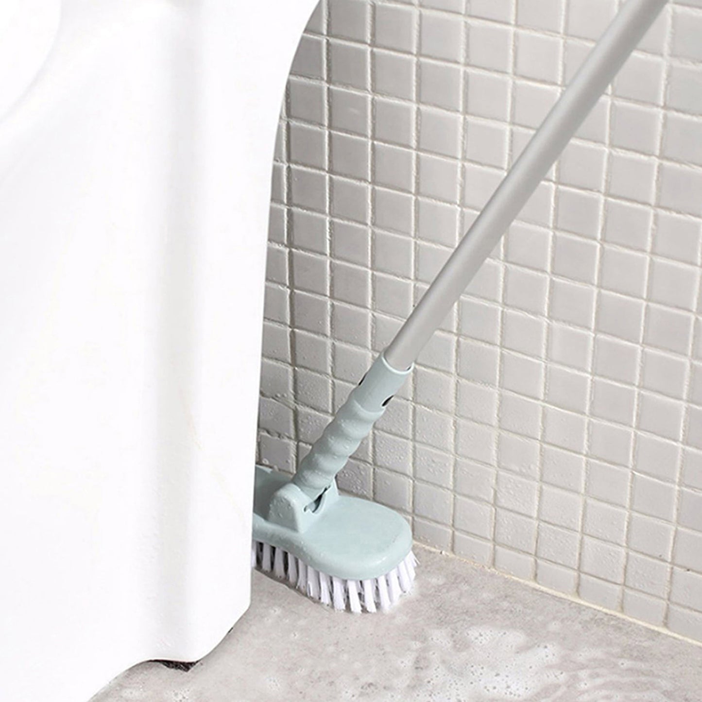 2 in 1 Stiff Bristle Floor Scrub Brush Adjustable Stainless Steel Handle