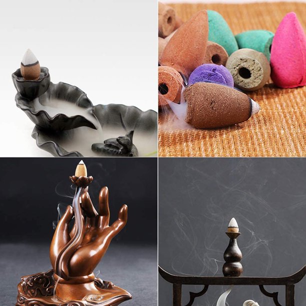 100Pcs Backflow Incense Cones Natural Scents Waterfall Incense Rose Tulip Jasmine Lavender Rose