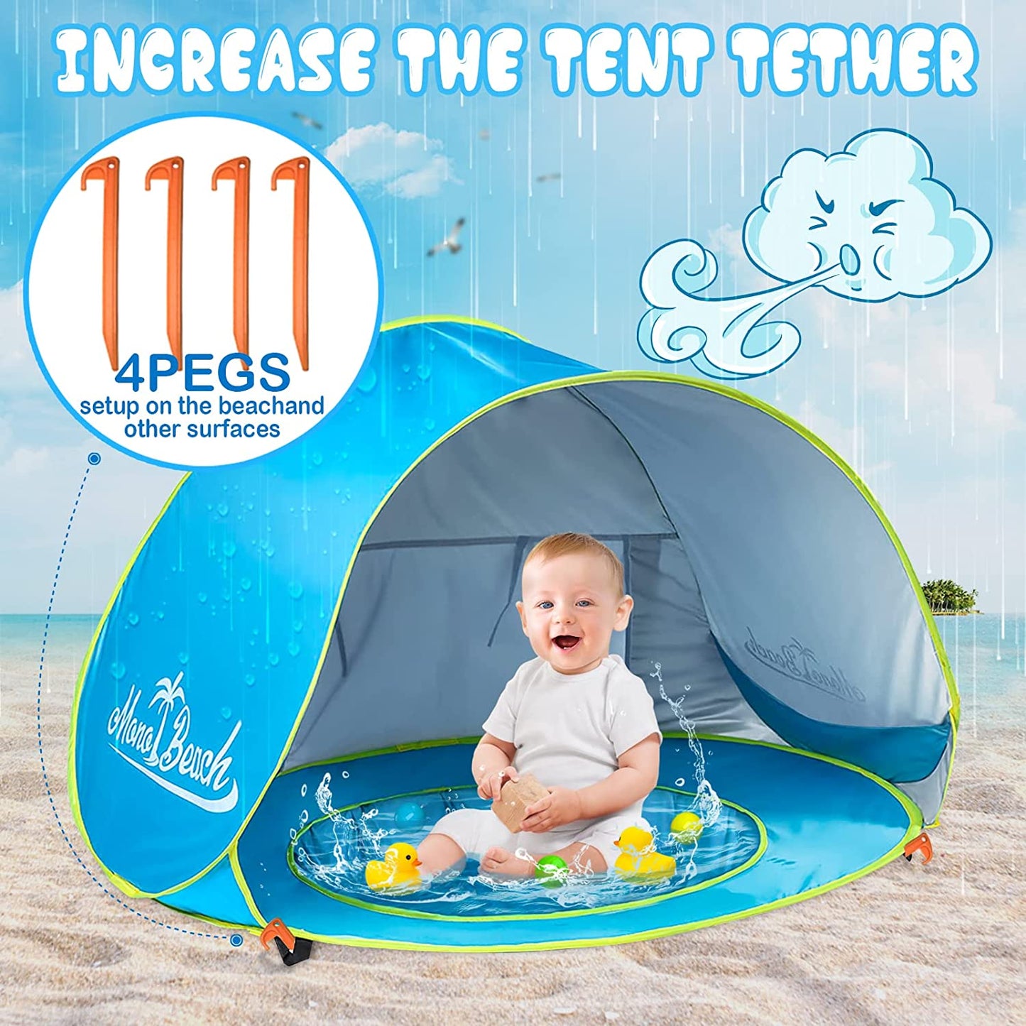 Baby Beach Tent Pop Up Portable Shade Pool UV Protection Sun Shelter for Infant