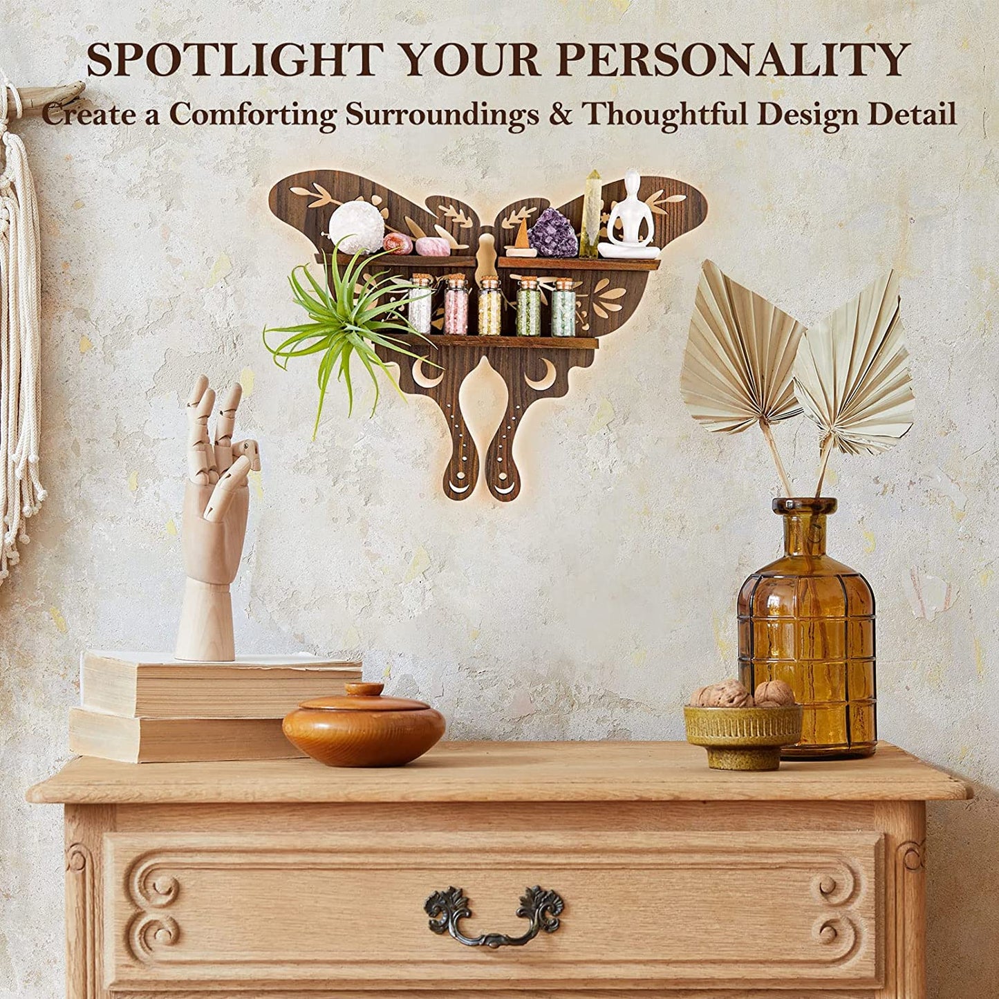 Luna Moth Crystal Shelf Display for Home Decoration