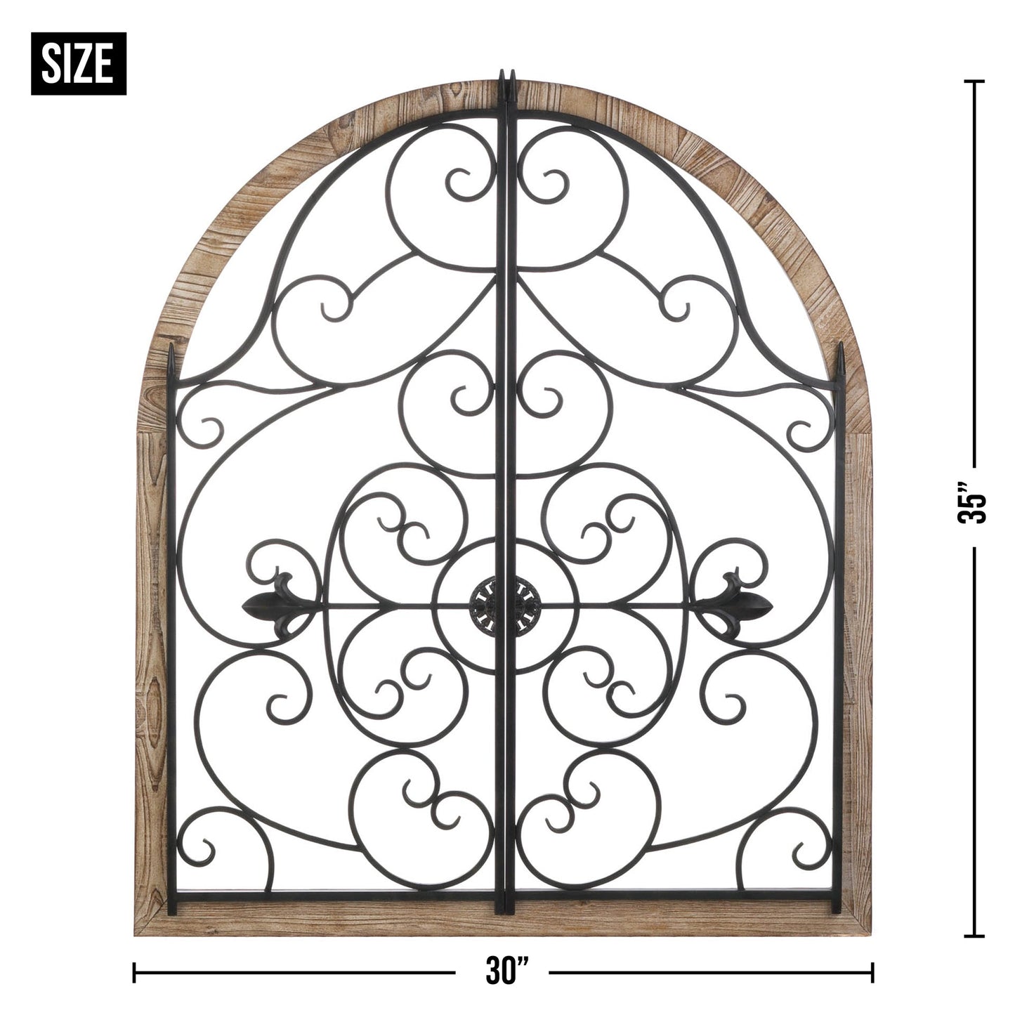 ARCHED WOOD AND IRON WALL DECOR
