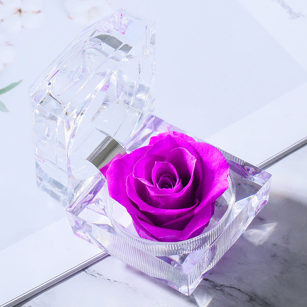 Preserved Forever Rose Acrylic Ring Box Gift for Women