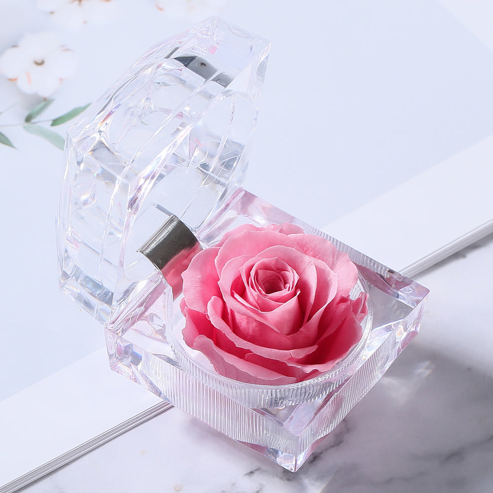 Preserved Forever Rose Acrylic Ring Box Gift for Women