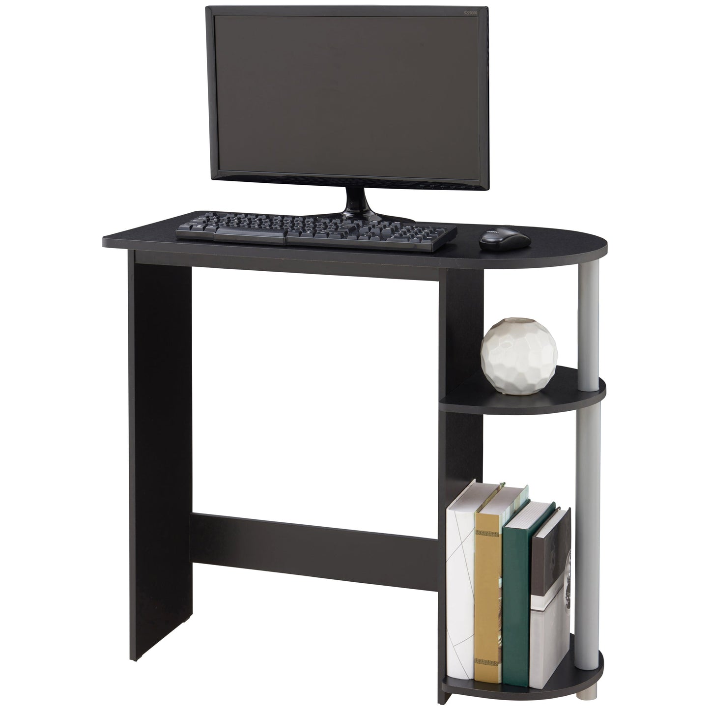 Computer Desk w/ Built-in Shelves, Black
