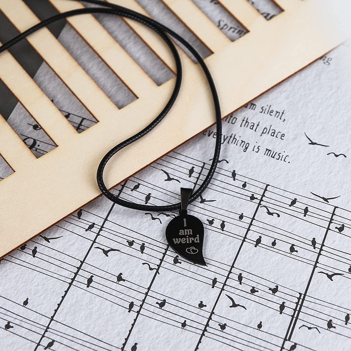 I Love Weird Broken Heart Puzzle Couple Friendship Necklace Set of 2 Best for Valentines Day Gift