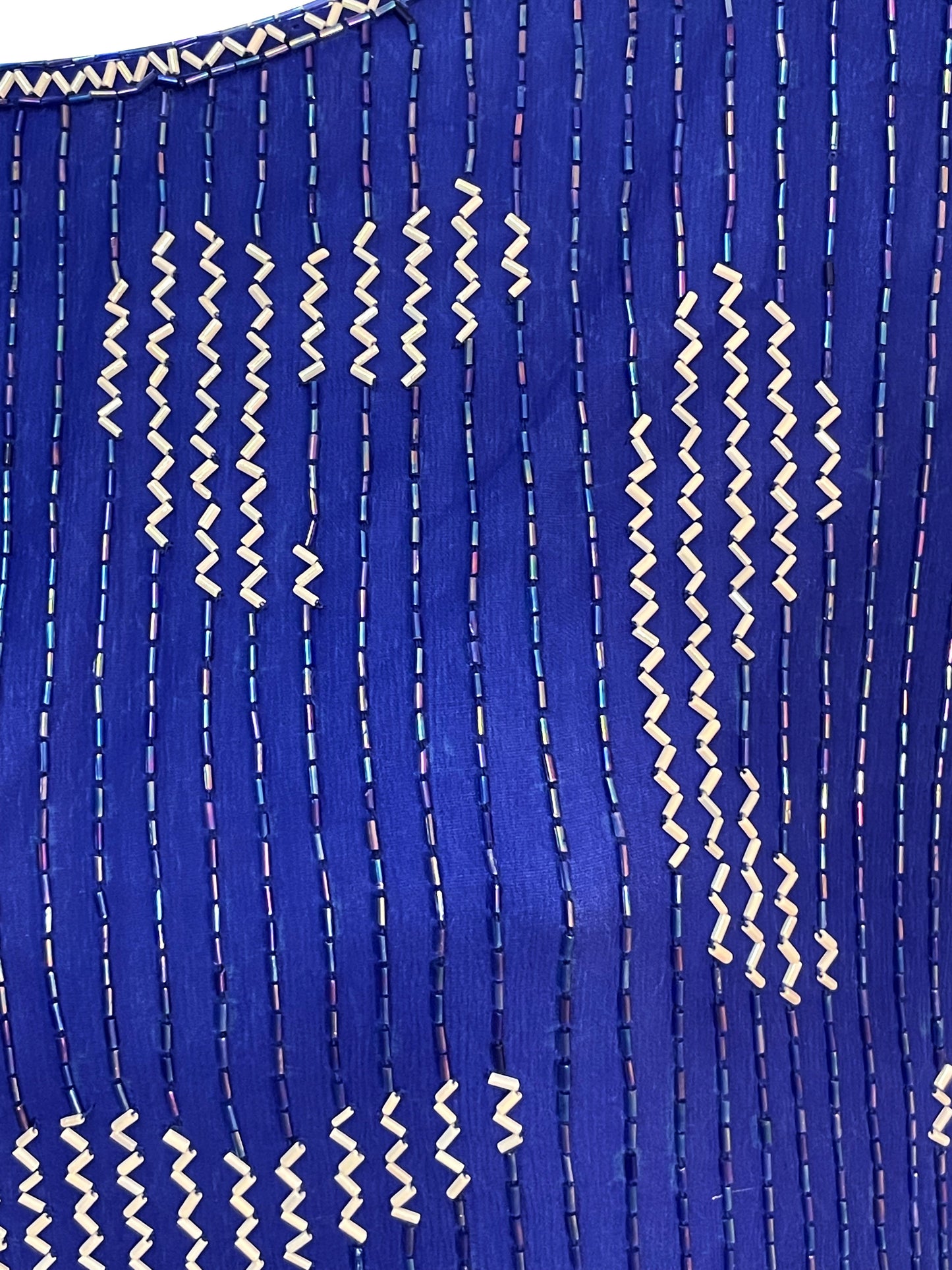 Vintage beaded top women's size large Hand Beaded Silk Evening Blouse Top, BlueBeaded Top, Festival Top, Special Occasion Blouse