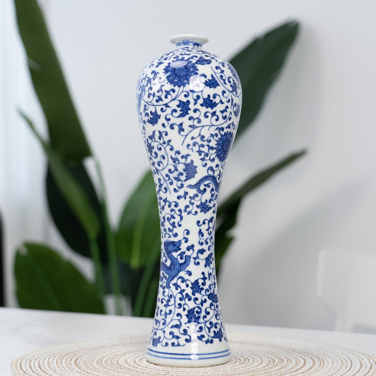 13" Porcelain Ceramic Vase Blue & White