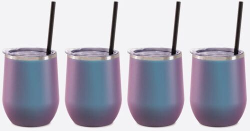 4 pack Bev Steel Stemless Wine Tumbler, 12 oz | Double Wall Vacuum Insulated