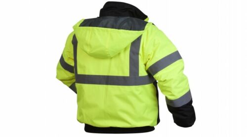 HIGH VISIBILITY Hi-Vis Insulated Bomber Safety Jacket Winter Coat