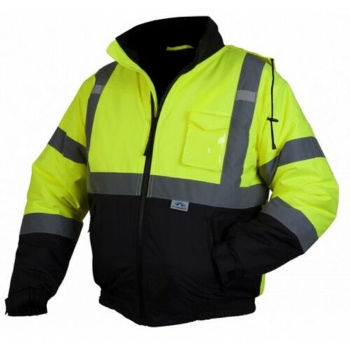 HIGH VISIBILITY Hi-Vis Insulated Bomber Safety Jacket Winter Coat