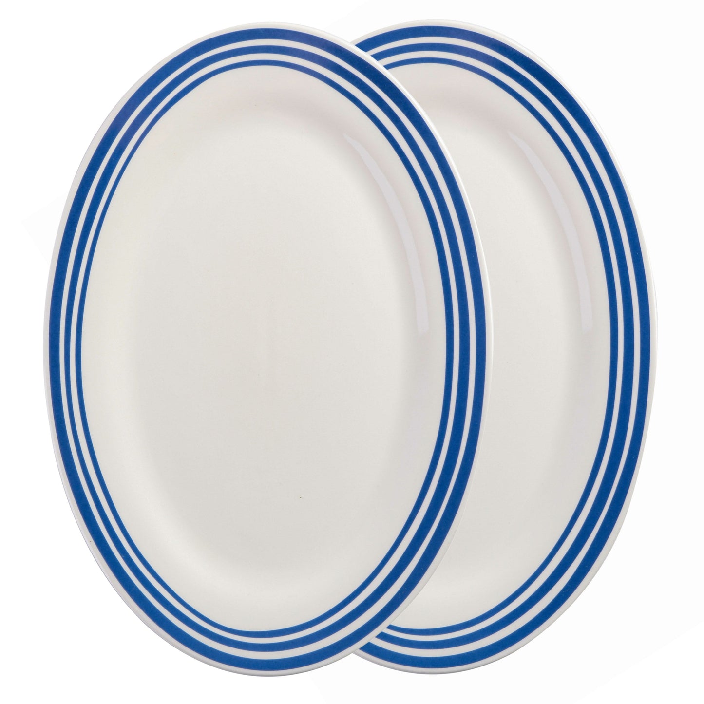 Light Blue Fine Ceramic 14-Inch Serving Platters, Set of 2