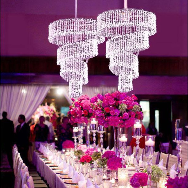 4 Tier Designer Crystal Pendant Lighting Diamond Chandelier Centerpiece - 18" Diameter x 24" Drop