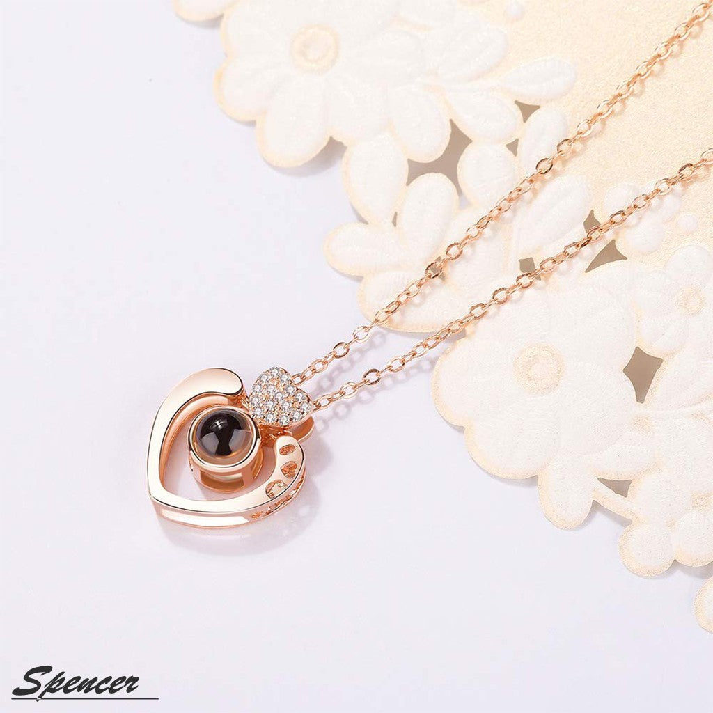 Heart Pattern "I Love You" Light Projection Pendant Necklace for Women