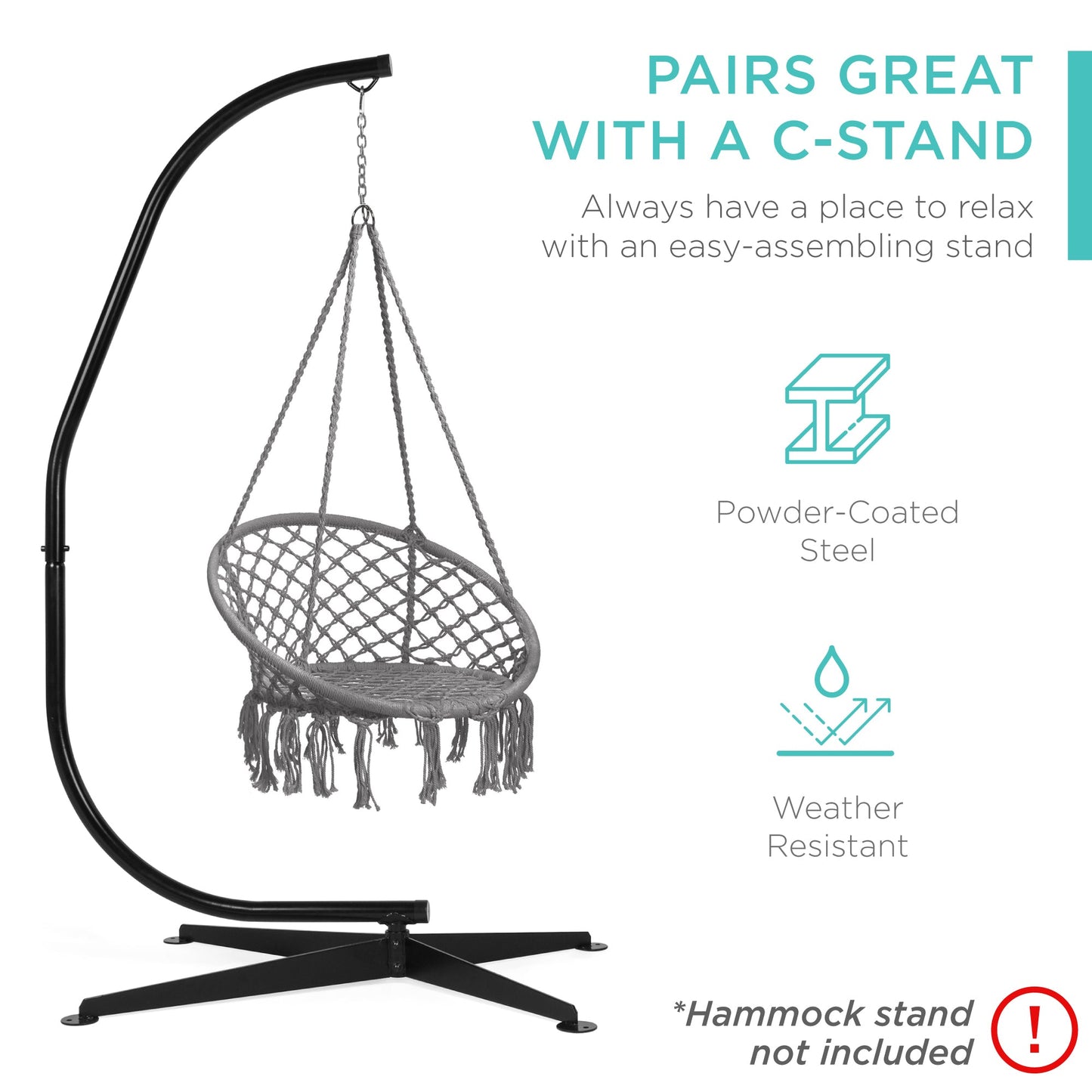 Handwoven Cotton Macrame Hammock Hanging Chair w/ Backrest