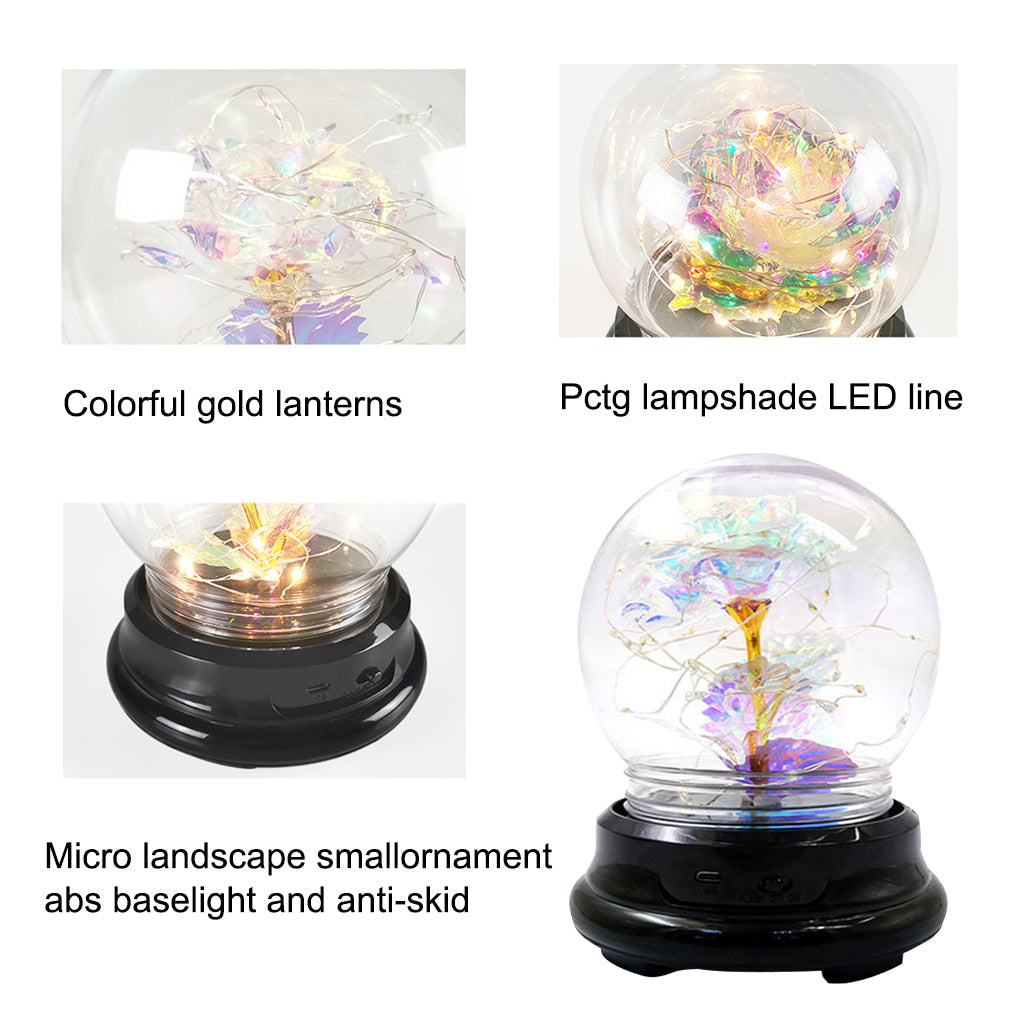 Rose Flower in Glass Dome w/ LED Light