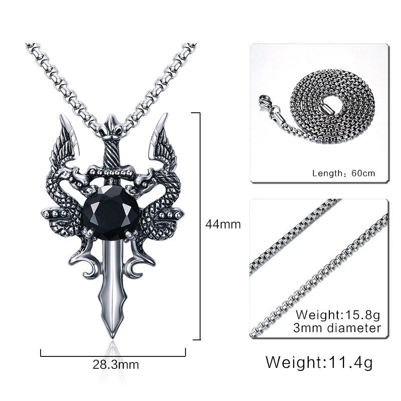 Dragon Sword Necklace Stainless Steel for Women