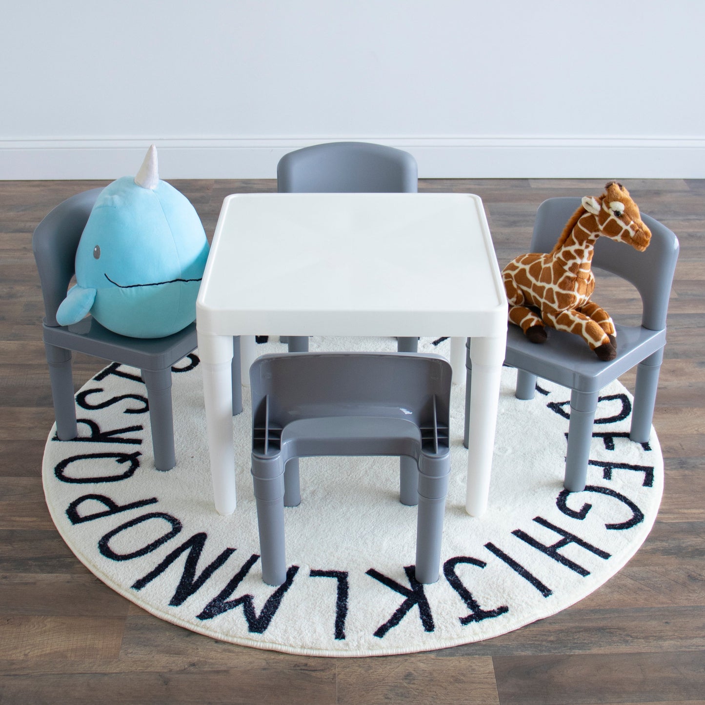 5-Piece Plastic Dry-Erase Table & Chair Set with Eraser