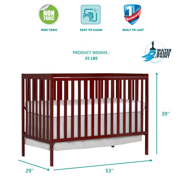 5-in-1 Convertible Crib in Cherry