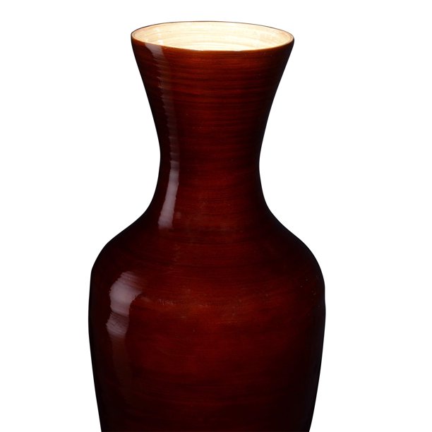 18” Tall Brown Bamboo Vase | Decorative Jar Vase for Silk Plants & Flowers