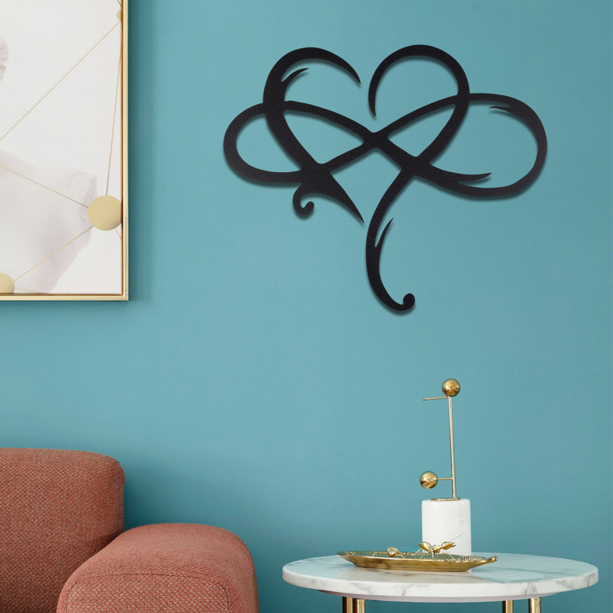 Metal Infinity Heart Hang Art Sculpture for Home Decoration