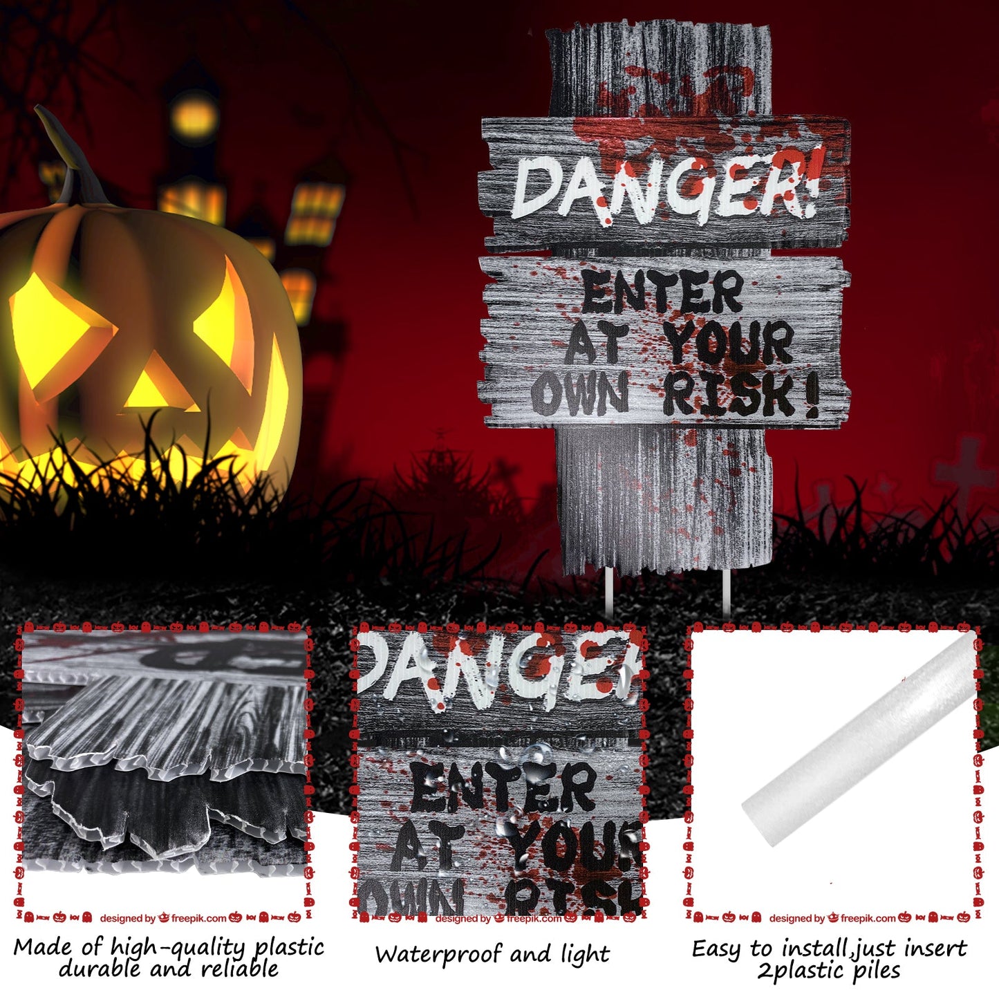 Halloween  Outdoor Yard Signs Stakes w/ 20g Cobwebs & 18 Pcs Small Spider