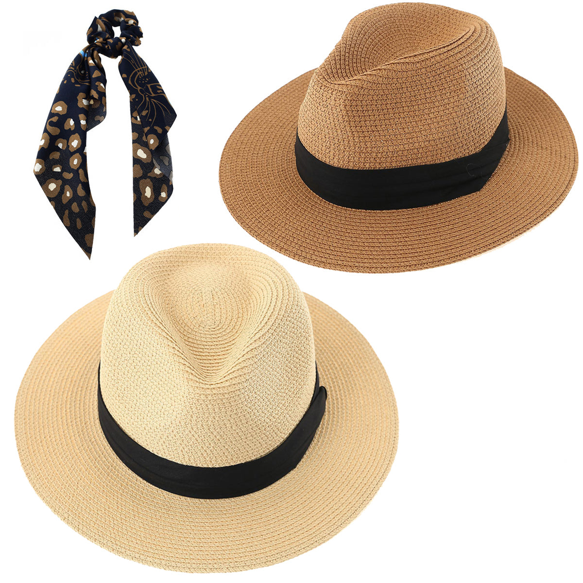 Panama Beach Hat for Women - 2 Pack