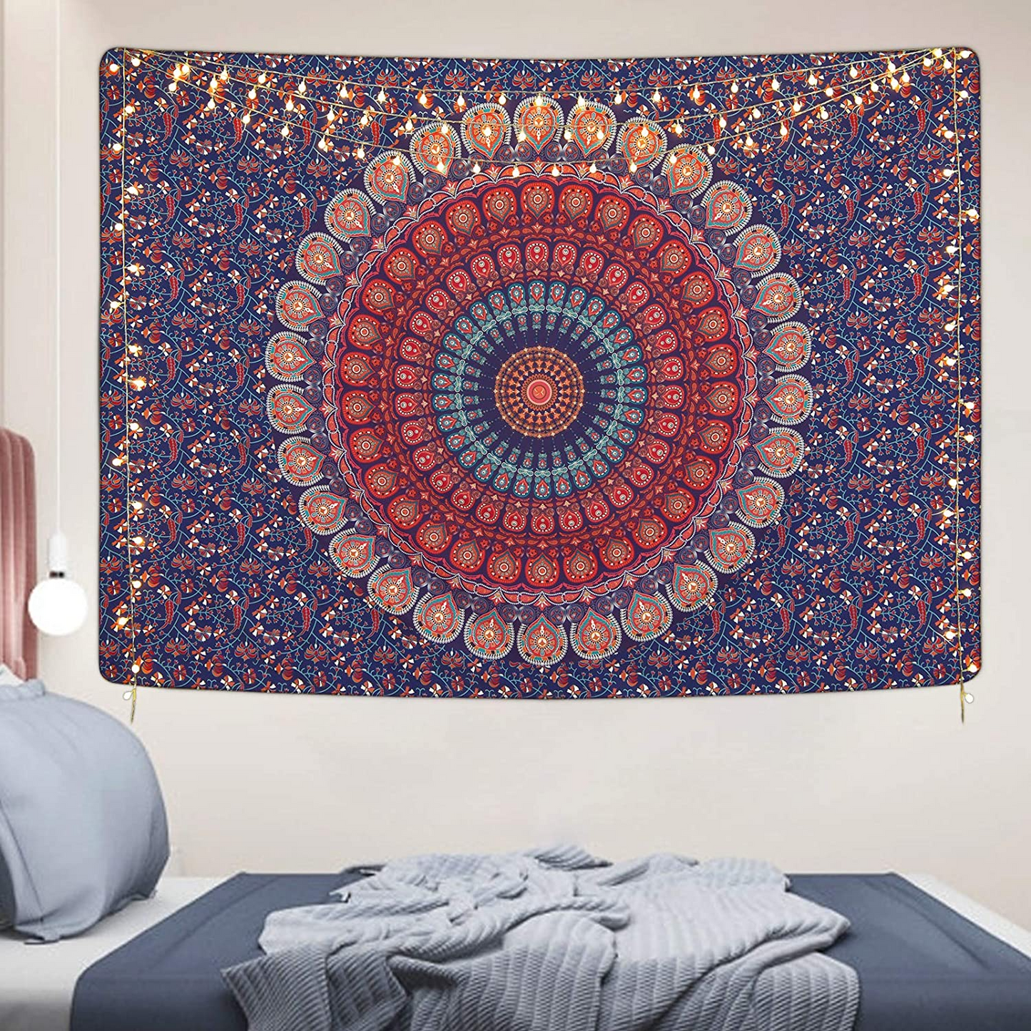 Bohemian Mandala Psychedelic Peacock Boho Tapestry