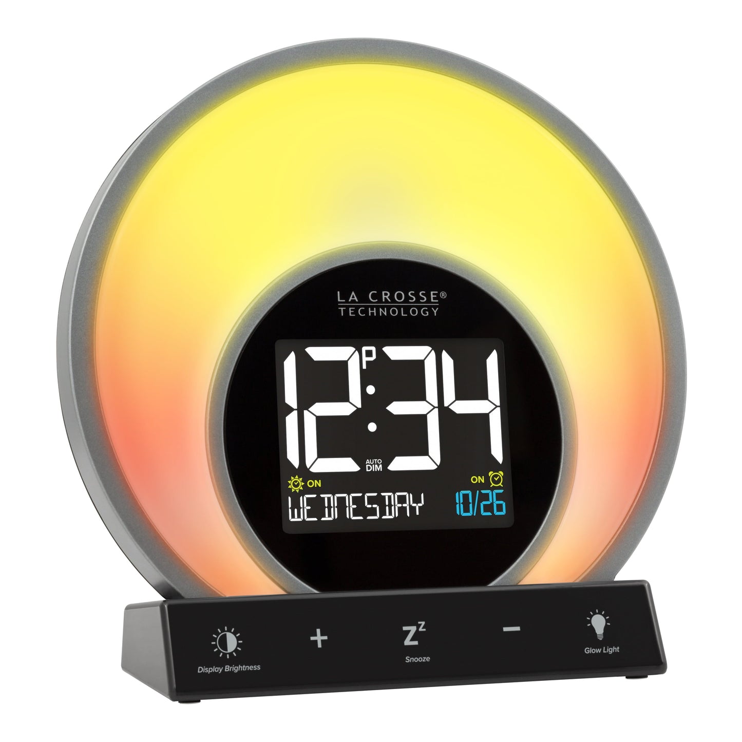 Sunrise Black LCD Alarm Clock with Temp. and USB Port