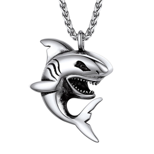 Shark Pendant Chain for Men Stainless Steel Punk Necklace