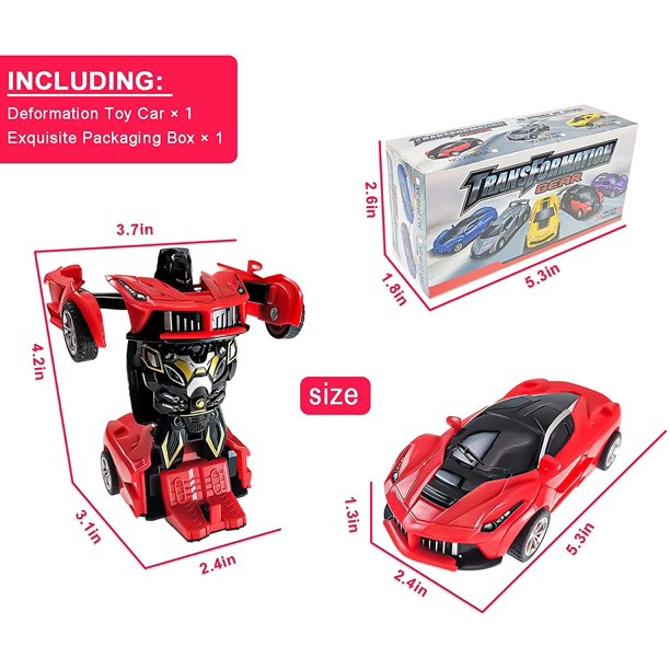 Transforming Toys Cars Robot Gift for Kids Boys/Girls-Red