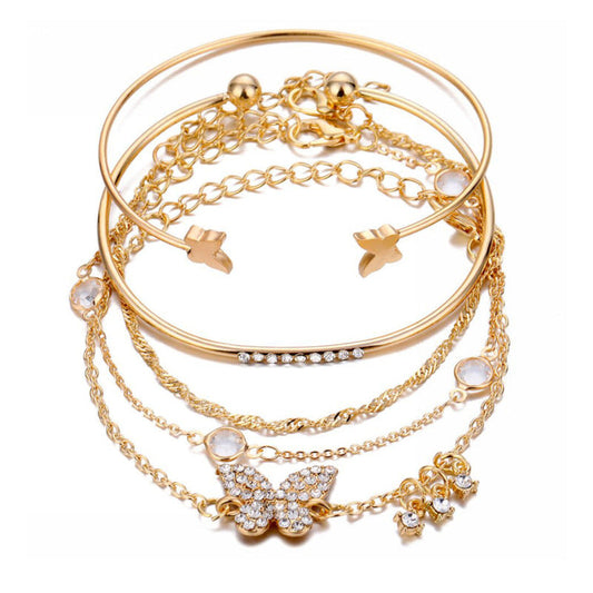 (5Pack)Gold Bracelets Set for Women