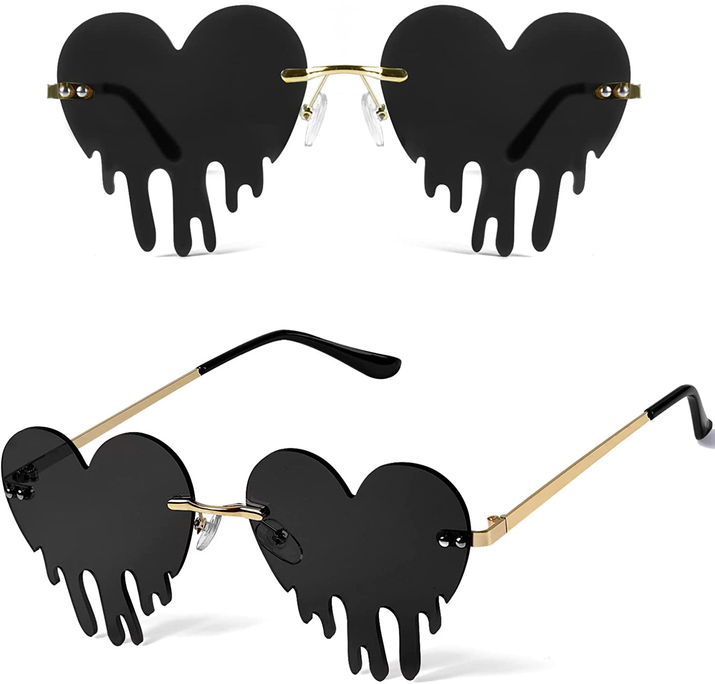 Drippy Melting Heart Shaped Sunglasses for Women and Men