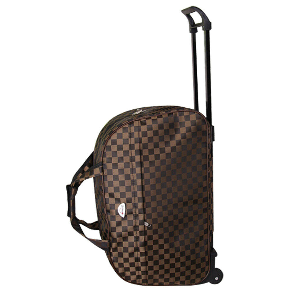 24" Duffle Bag Rolling Wheeled Trolley Luggage-Coffee Lattice