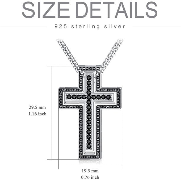 2PCS Sterling Silver Cross Necklaces Box Chain Necklaces for Couples