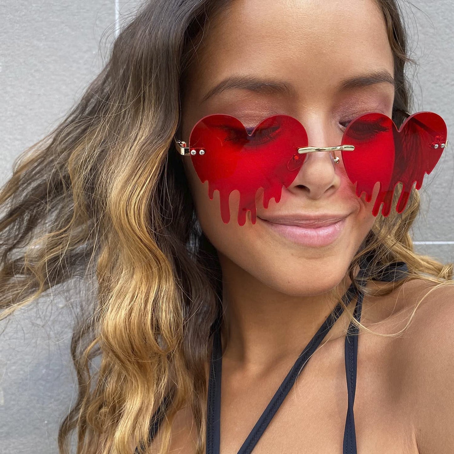 Drippy Melting Heart Shaped Sunglasses for Women and Men