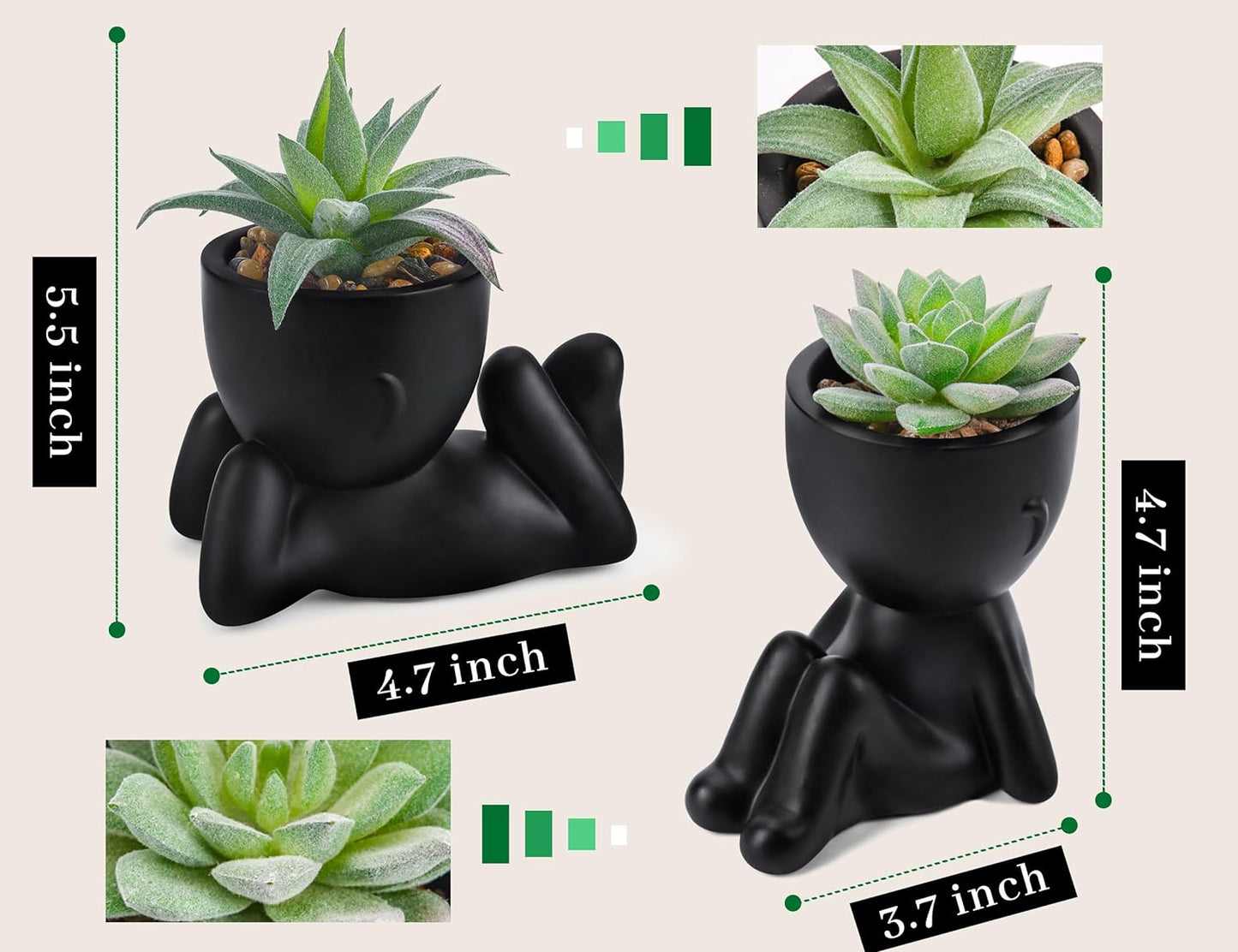 Set of 2 Fake Plants Artificial Succulent Plants for Office Desk Accessories Bathroom Home Room Aesthetic Decor Indoor