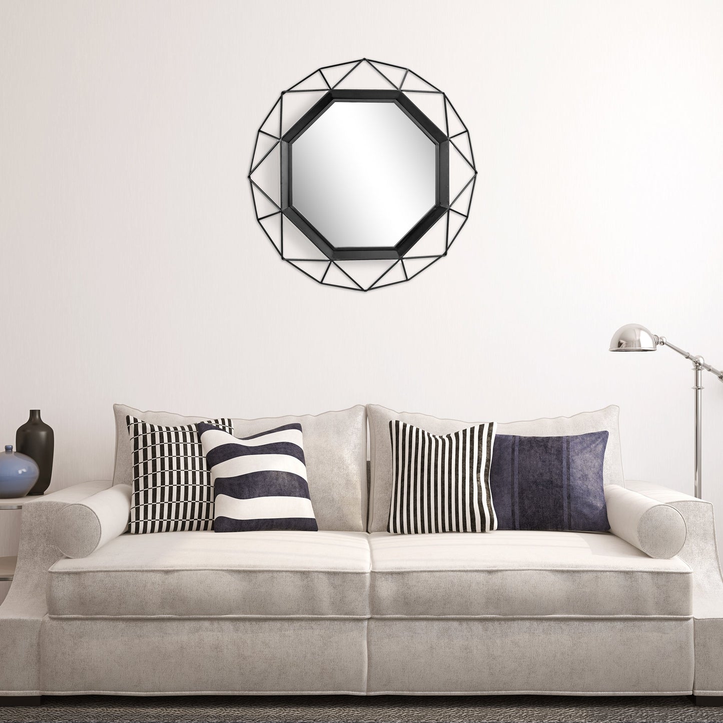 28.3"  Modern Geometric Metal Wall Mirror