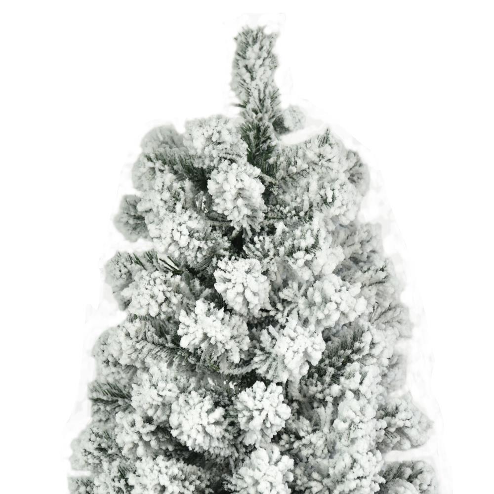 7.5ft Snow Flocked Artificial Pencil Christmas Tree, w/ Durable Stand,