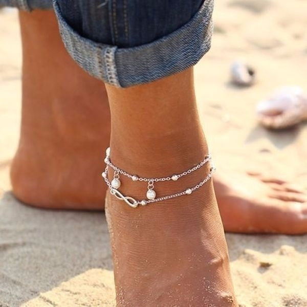 Women Ankle Bracelet Silver-Silver