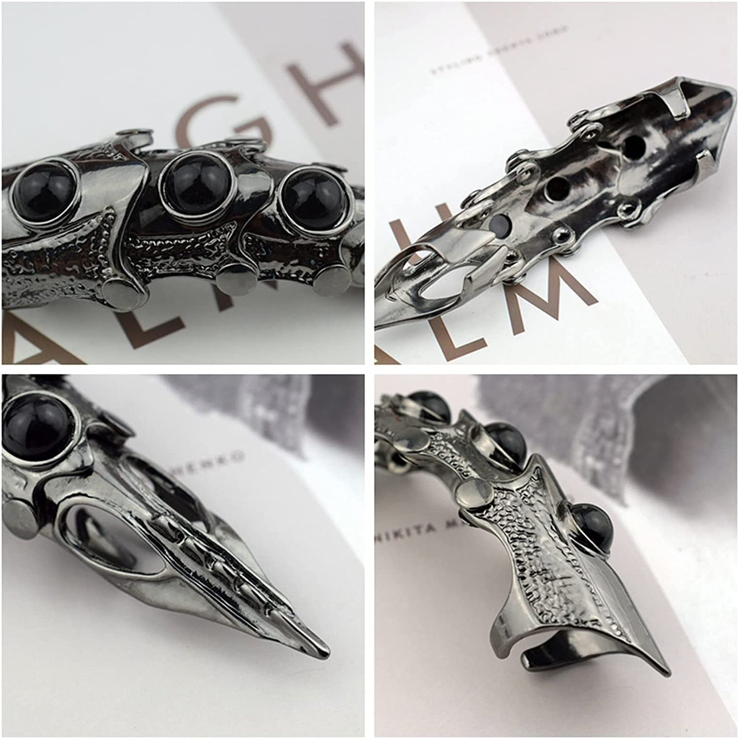 2Pcs Punk Full Claw Finger Ring Set Gothic Adjustable for Men/Women