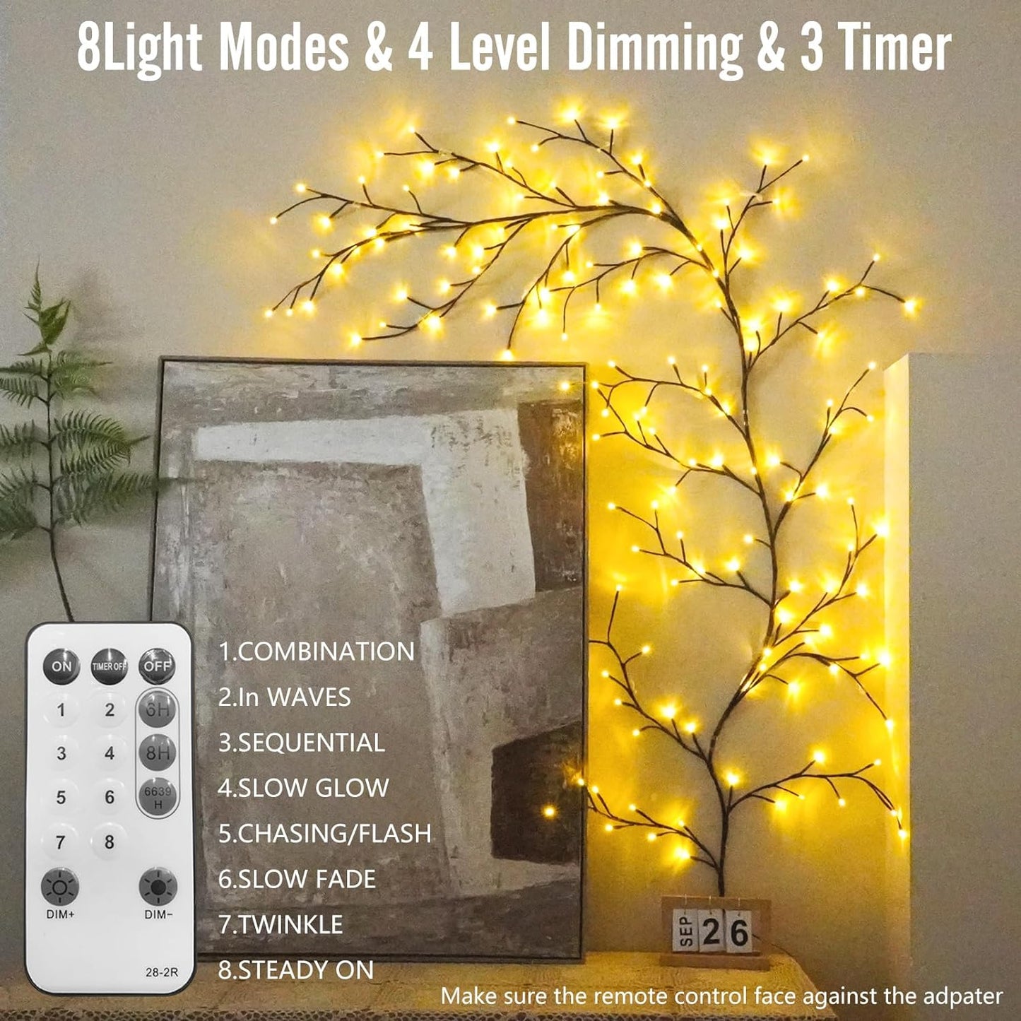 Willow Vine Lights Room Decor: 7.5Ft Christmas Decorations Flexible Enchanted Fairy Lights with Remote Control, 144 LEDs Twinkle Tree Lighted Branches for Wall Bedroom Home (1 Pack)