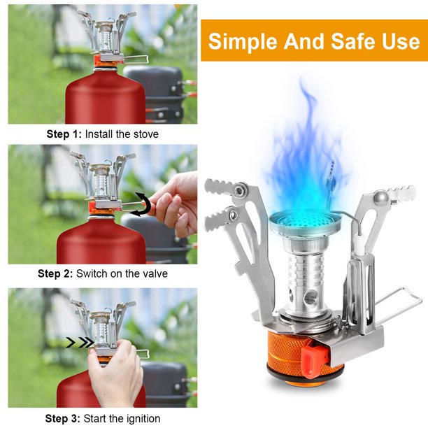 Portable Camping Stove Mini Foldable Outdoor Furnace Cooking Piezo Ignition 1Burner