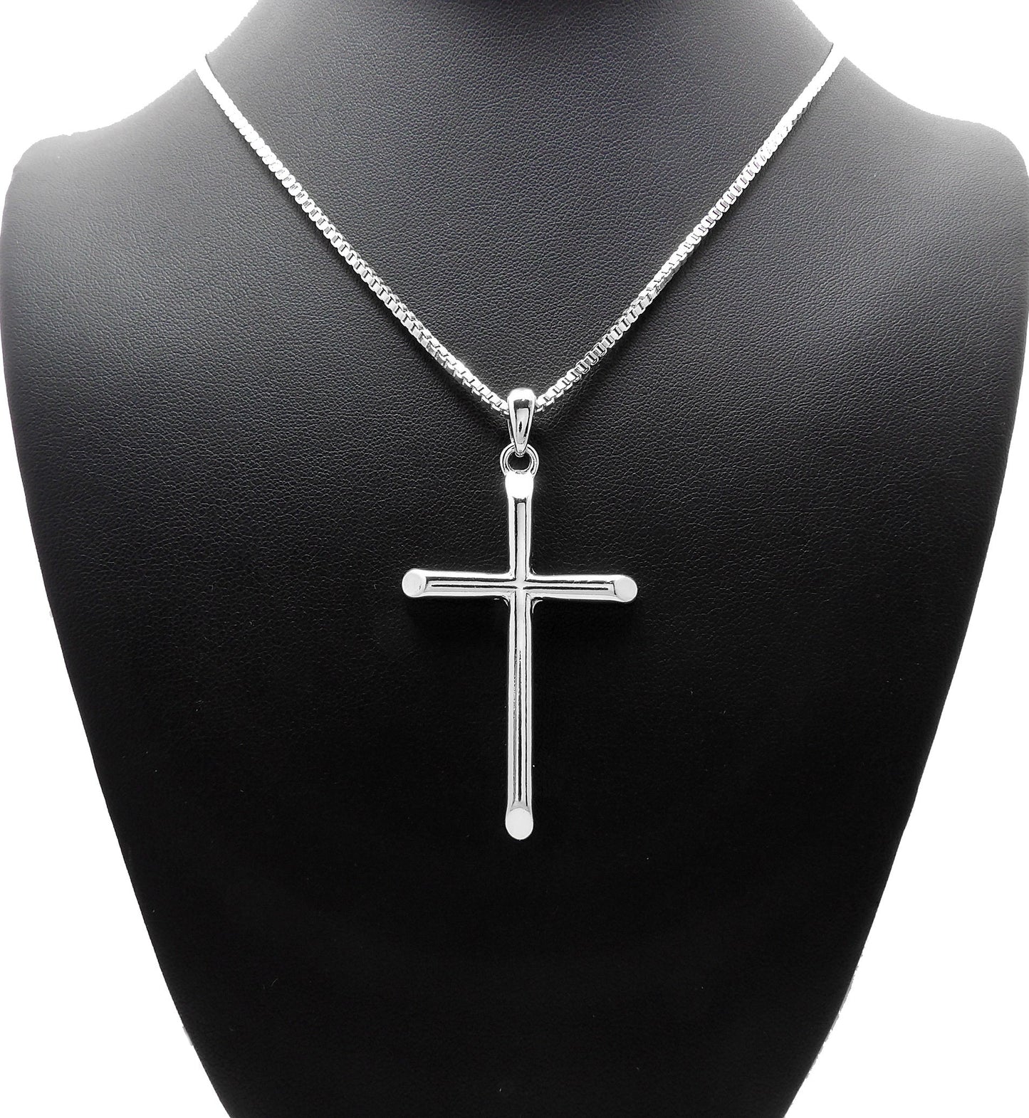 Cross Pendant w/ Box Chain Fashion Necklace for Men & Women